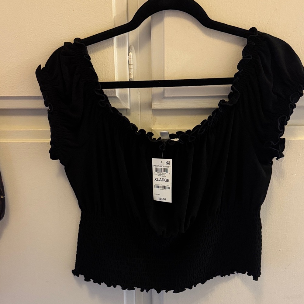 Bar III Black Ruched Blouse